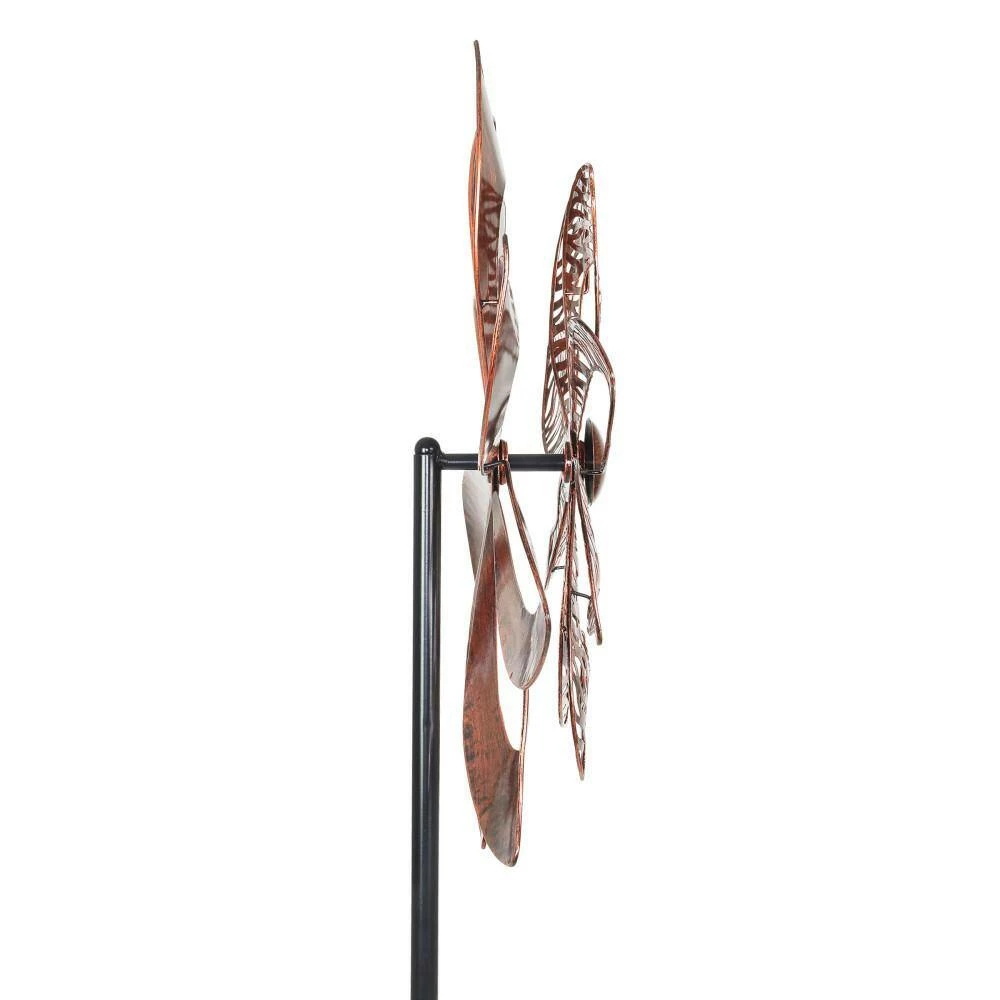 Exhart 6.42 ft. Double Pinwheel Kinetic Tall Spinner Bronze Metal Garden Stake 8 Exhart 6.42 ft. Double Pinwheel Kinetic Tall Spinner Bronze Metal Garden Stake - Image 6