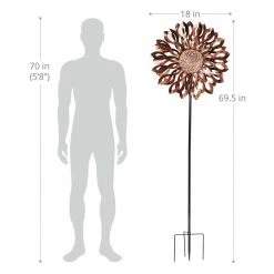 Exhart 5.77 ft. Infinity Double Sunflower Spinner Bronze Metal Garden Stake 10 Exhart 5.77 ft. Infinity Double Sunflower Spinner Bronze Metal Garden Stake -Cheap Good Directions Store exhart decorative garden stakes 73253 rs 4f 1000
