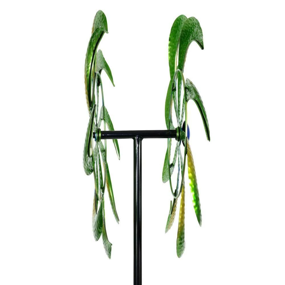 Exhart 5.77 ft. Colorful Double Kinetic Pinwheel Garden Spinner Green Metal Garden Stake 8 Exhart 5.77 ft. Colorful Double Kinetic Pinwheel Garden Spinner Green Metal Garden Stake - Image 6