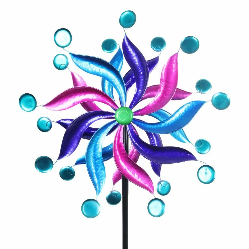 Exhart 7.0 ft. Kinetic Windmill Spinner Multi-Color Metal Garden Stake 3 Exhart 7.0 ft. Kinetic Windmill Spinner Multi-Color Metal Garden Stake