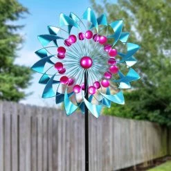 Exhart 5.77 ft. Double Kinetic Garden Spinner Multi-Color Metal Garden Stake 14 Exhart 5.77 ft. Double Kinetic Garden Spinner Multi-Color Metal Garden Stake -Cheap Good Directions Store exhart decorative garden stakes 73647 rs fa 1000