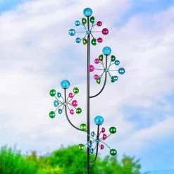 Exhart 6.17 ft. 4-Tier Cup Kinetic Garden Spinner Multi-Color Metal Garden Stake 13 Exhart 6.17 ft. 4-Tier Cup Kinetic Garden Spinner Multi-Color Metal Garden Stake -Cheap Good Directions Store exhart decorative garden stakes 73988 rs 31 1000