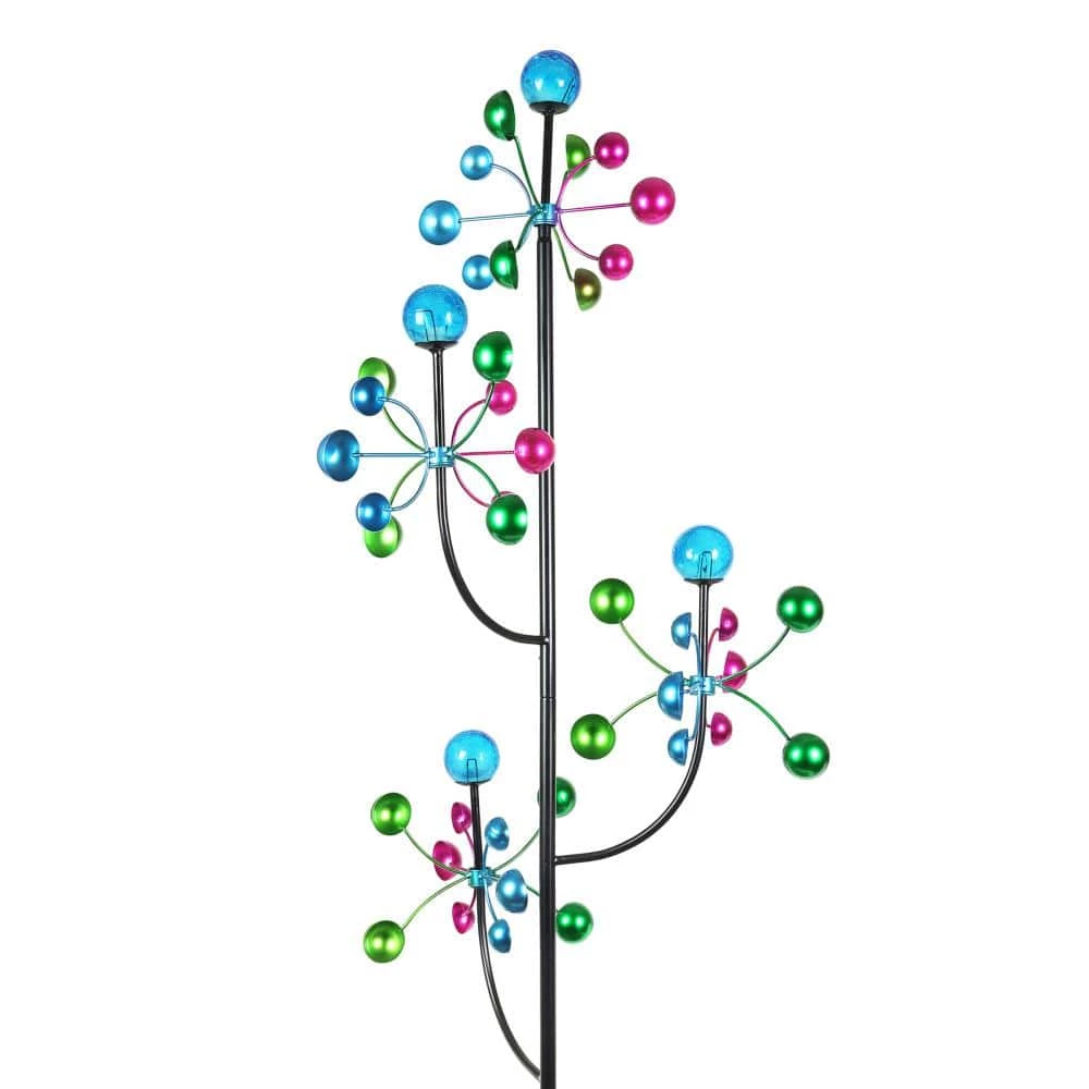 Exhart 6.17 ft. 4-Tier Cup Kinetic Garden Spinner Multi-Color Metal Garden Stake 7 Exhart 6.17 ft. 4-Tier Cup Kinetic Garden Spinner Multi-Color Metal Garden Stake - Image 5