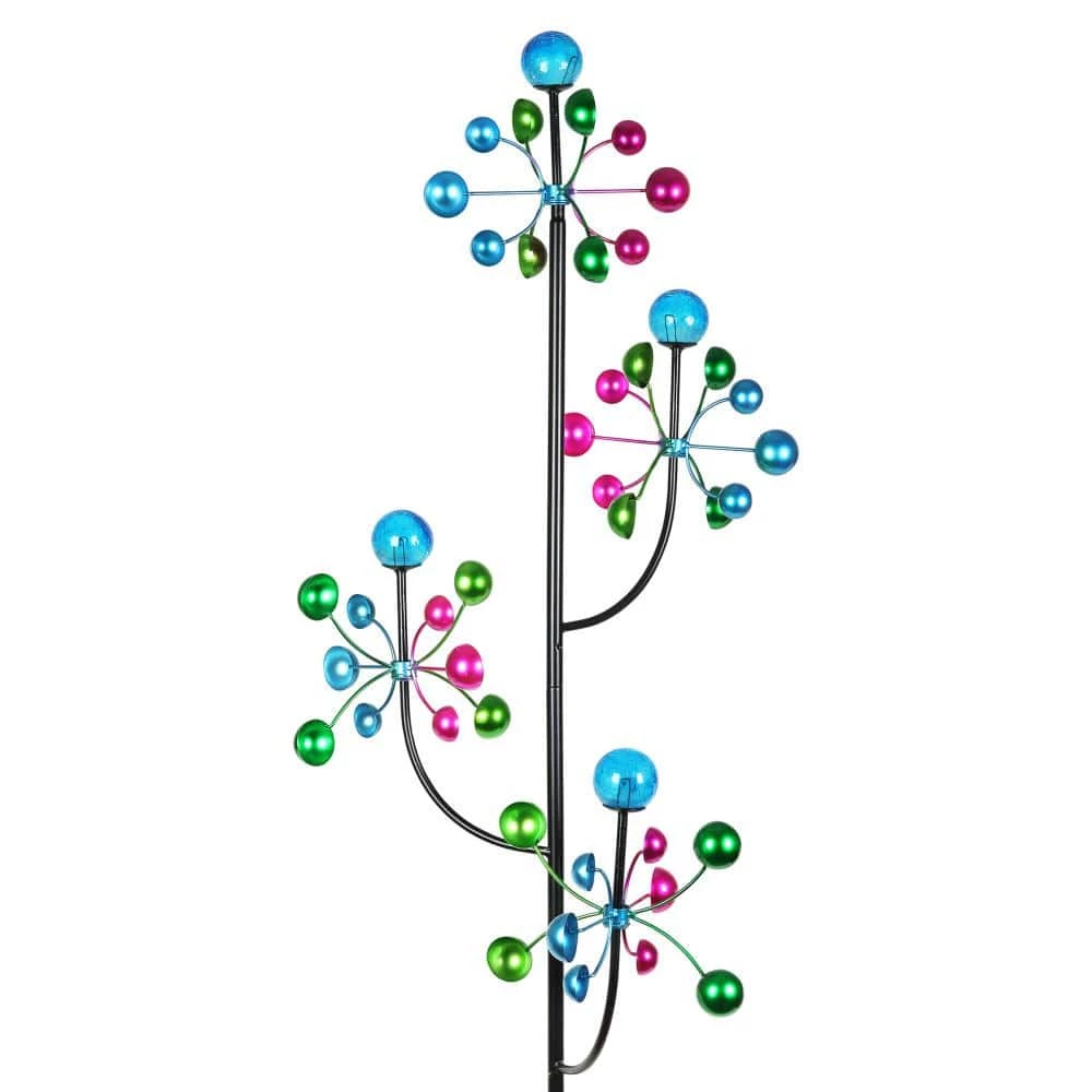 Exhart 6.17 ft. 4-Tier Cup Kinetic Garden Spinner Multi-Color Metal Garden Stake 3 Exhart 6.17 ft. 4-Tier Cup Kinetic Garden Spinner Multi-Color Metal Garden Stake