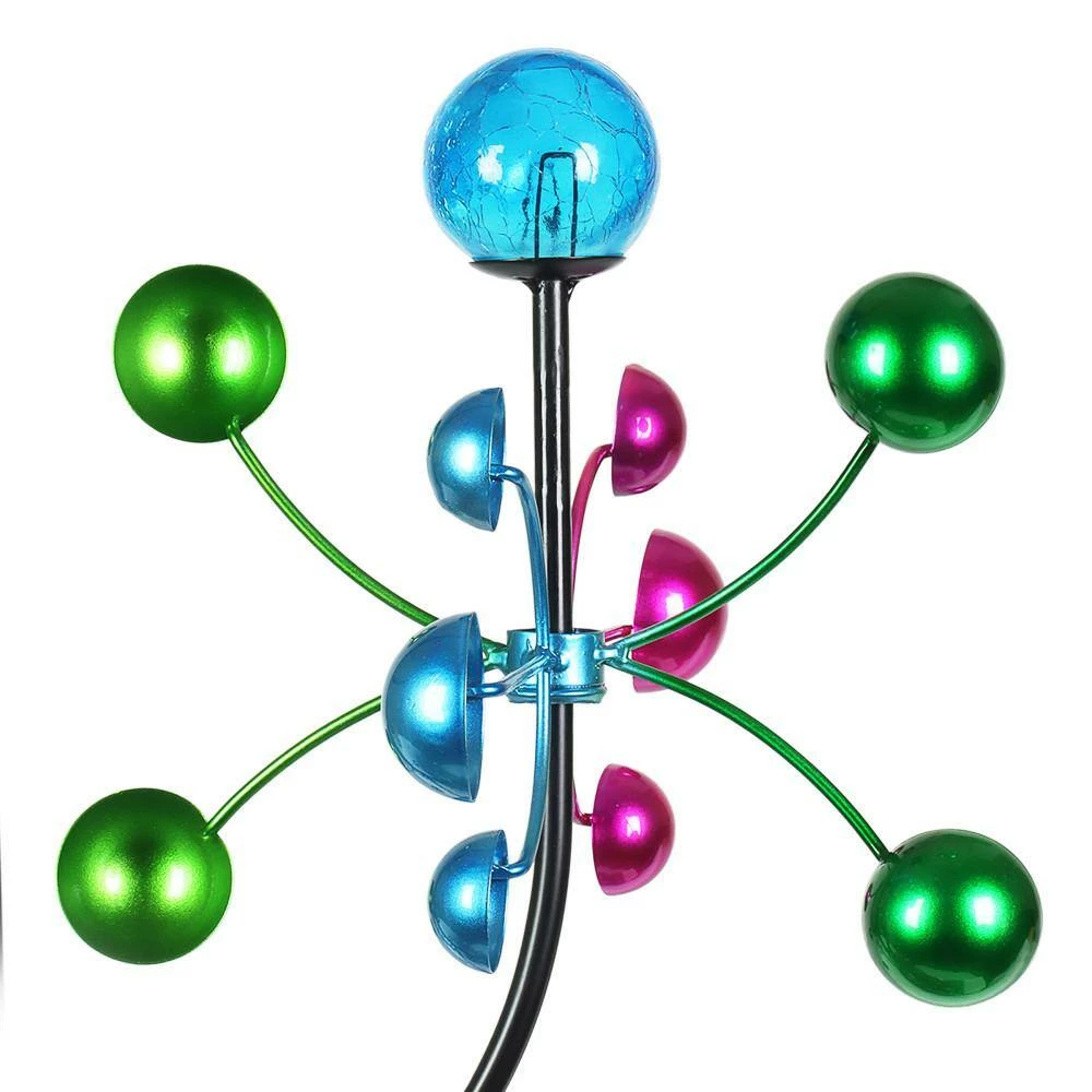 Exhart 6.17 ft. 4-Tier Cup Kinetic Garden Spinner Multi-Color Metal Garden Stake 4 Exhart 6.17 ft. 4-Tier Cup Kinetic Garden Spinner Multi-Color Metal Garden Stake - Image 2