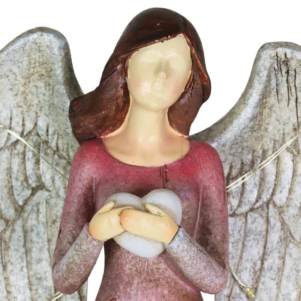 Exhart Solar Hand Painted Angel with Heart and Cardinal 1.53 ft. Multi-Color Resin Garden Stake 6 Exhart Solar Hand Painted Angel with Heart and Cardinal 1.53 ft. Multi-Color Resin Garden Stake - Image 4