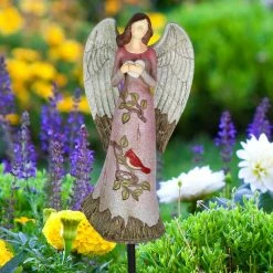 Exhart Solar Hand Painted Angel with Heart and Cardinal 1.53 ft. Multi-Color Resin Garden Stake 13 Exhart Solar Hand Painted Angel with Heart and Cardinal 1.53 ft. Multi-Color Resin Garden Stake -Cheap Good Directions Store exhart decorative garden stakes 74181 rs c3 1000