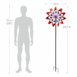 Exhart Double Windmill Kinetic Spinner 5.77 ft. Patriotic USA Metal Garden Stake 12 Exhart Double Windmill Kinetic Spinner 5.77 ft. Patriotic USA Metal Garden Stake -Cheap Good Directions Store exhart decorative garden stakes 74260 rs 1f 1000