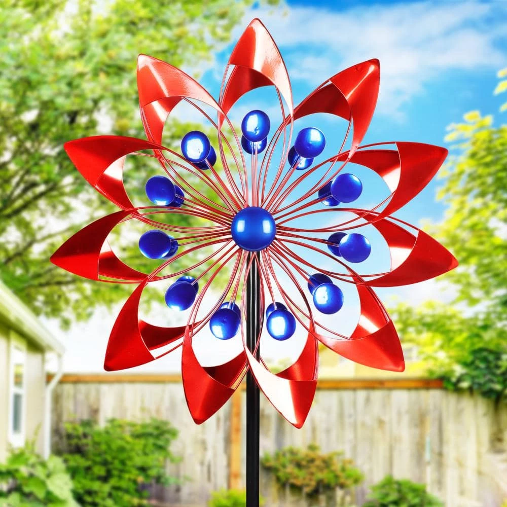 Exhart Double Windmill Kinetic Spinner 5.77 ft. Patriotic USA Metal Garden Stake 9 Exhart Double Windmill Kinetic Spinner 5.77 ft. Patriotic USA Metal Garden Stake - Image 7