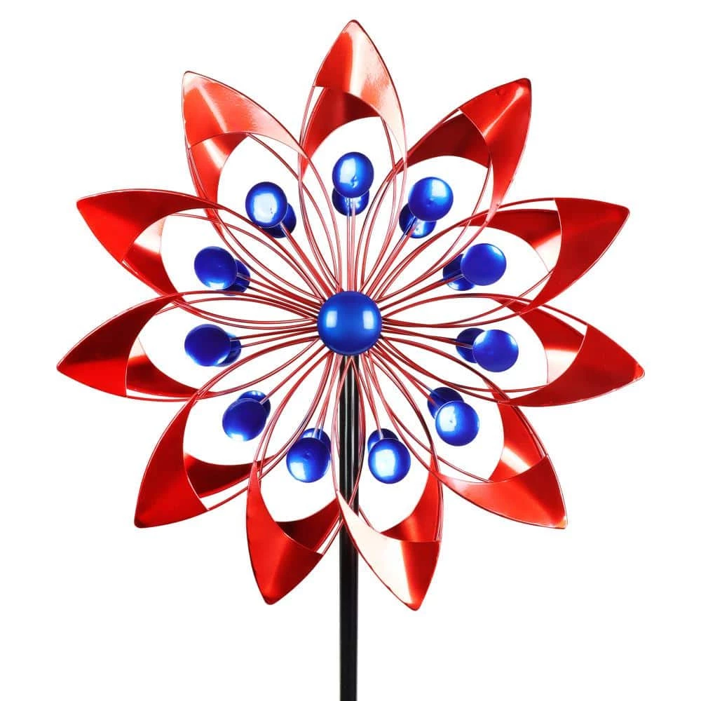 Exhart Double Windmill Kinetic Spinner 5.77 ft. Patriotic USA Metal Garden Stake 3 Exhart Double Windmill Kinetic Spinner 5.77 ft. Patriotic USA Metal Garden Stake