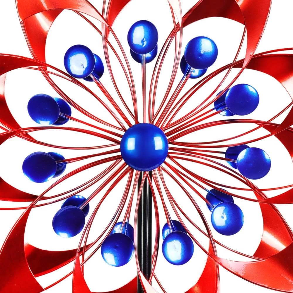 Exhart Double Windmill Kinetic Spinner 5.77 ft. Patriotic USA Metal Garden Stake 4 Exhart Double Windmill Kinetic Spinner 5.77 ft. Patriotic USA Metal Garden Stake - Image 2