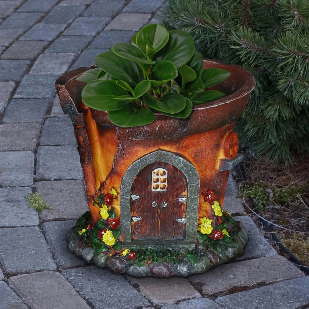 Exhart Solar Fairy House Flower Pot Statue 14 Exhart Solar Fairy House Flower Pot Statue - Image 12