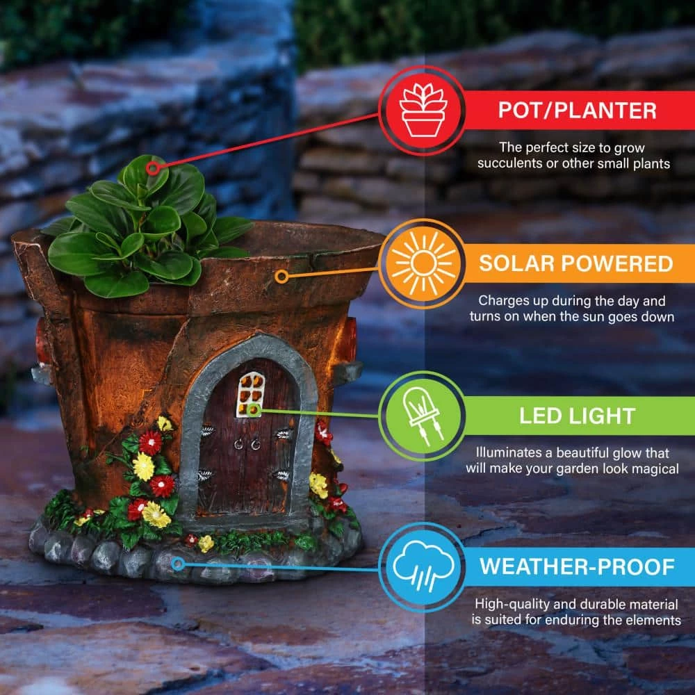 Exhart Solar Fairy House Flower Pot Statue 9 Exhart Solar Fairy House Flower Pot Statue - Image 7