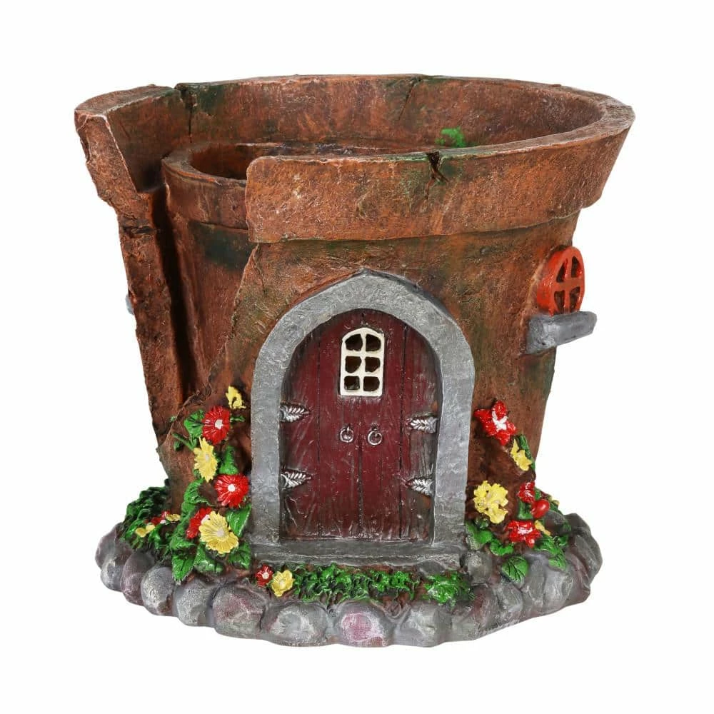 Exhart Solar Fairy House Flower Pot Statue 3 Exhart Solar Fairy House Flower Pot Statue