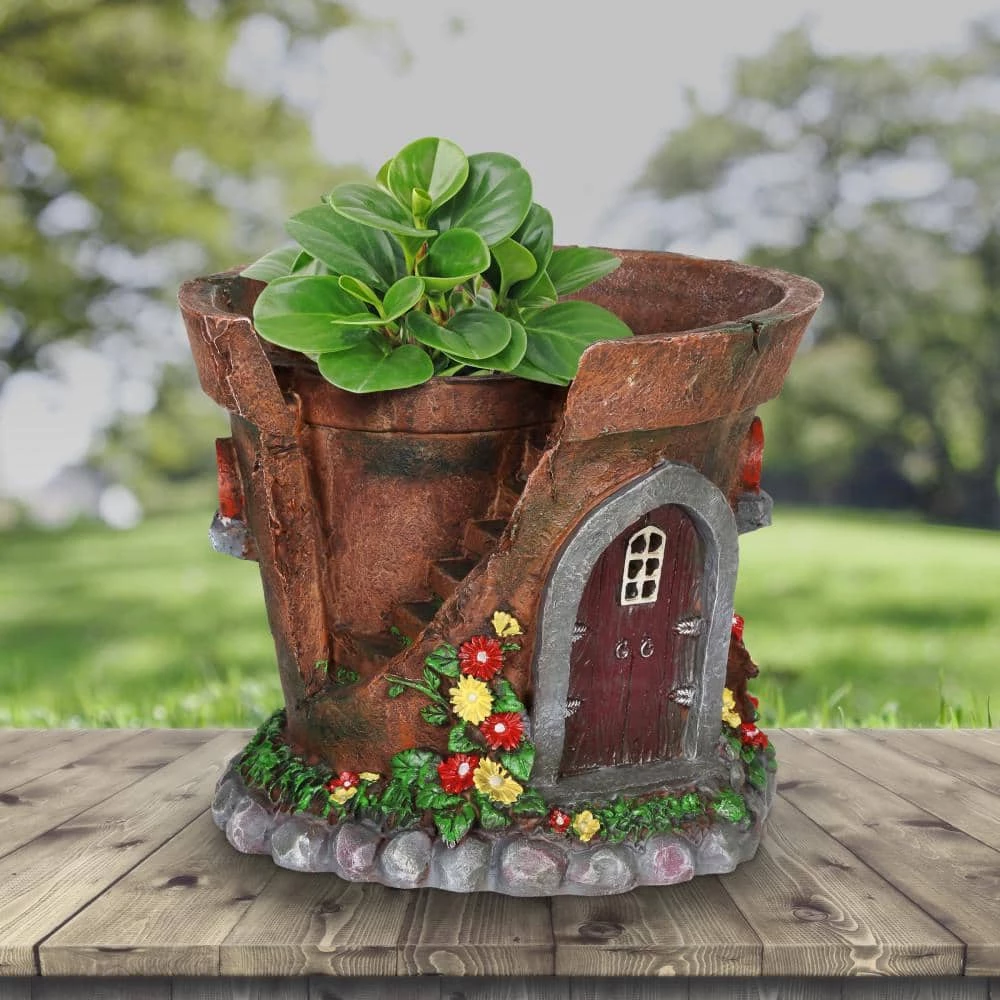 Exhart Solar Fairy House Flower Pot Statue 8 Exhart Solar Fairy House Flower Pot Statue - Image 6