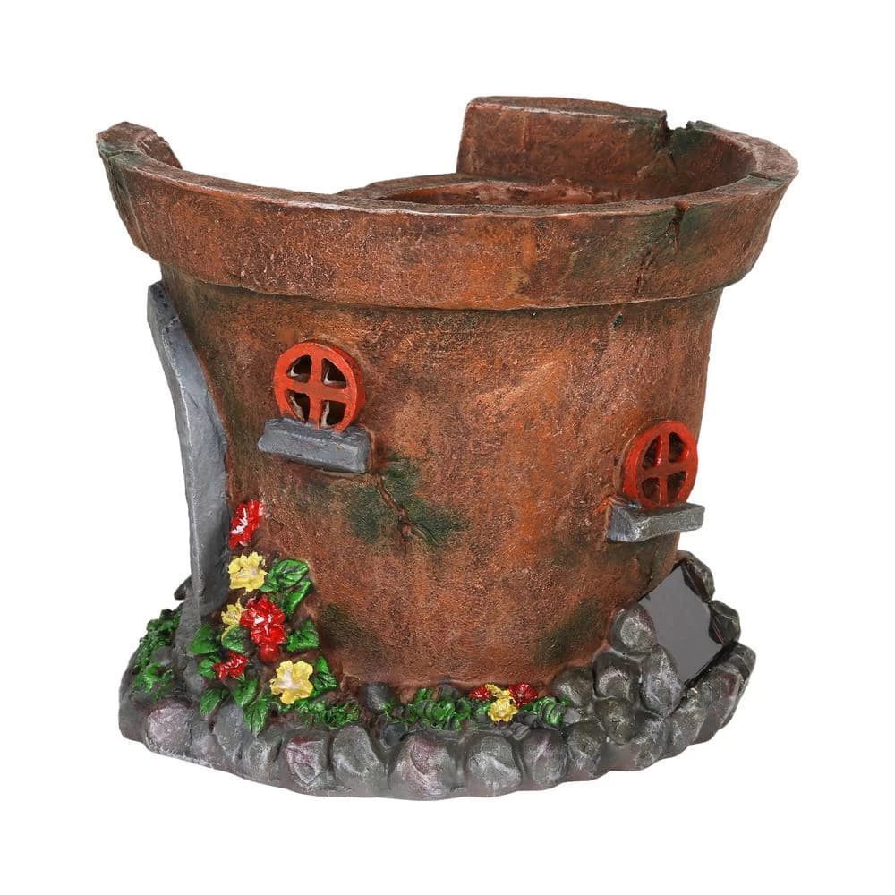 Exhart Solar Fairy House Flower Pot Statue 4 Exhart Solar Fairy House Flower Pot Statue - Image 2