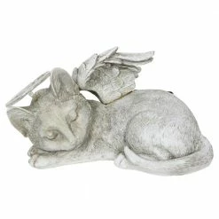 Exhart Solar Sleeping Cat Angel Statue