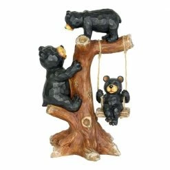 Exhart Bear Family 14 in. Tree Swing Garden Statue