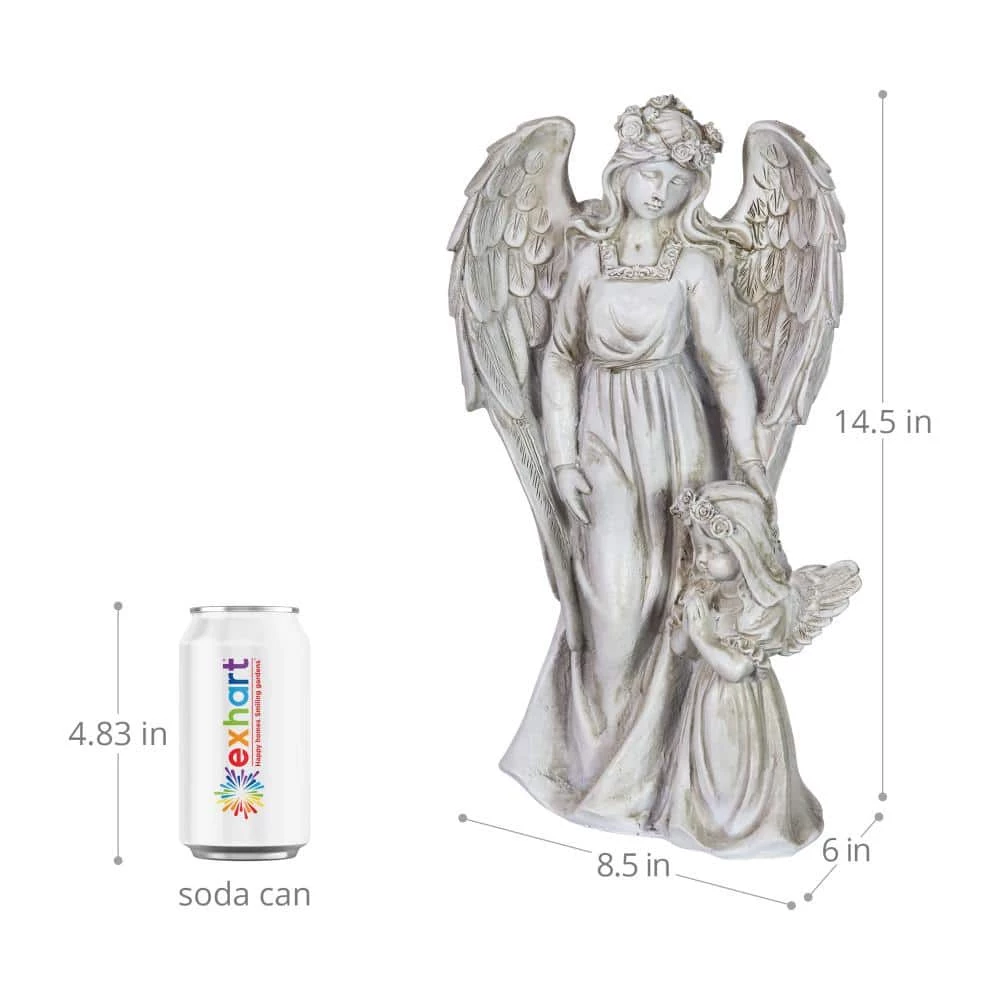 Exhart Solar Halo Angel with Girl Garden Statue 9 Exhart Solar Halo Angel with Girl Garden Statue - Image 7