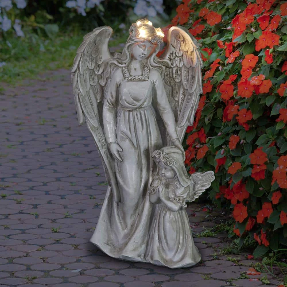 Exhart Solar Halo Angel with Girl Garden Statue 13 Exhart Solar Halo Angel with Girl Garden Statue - Image 11