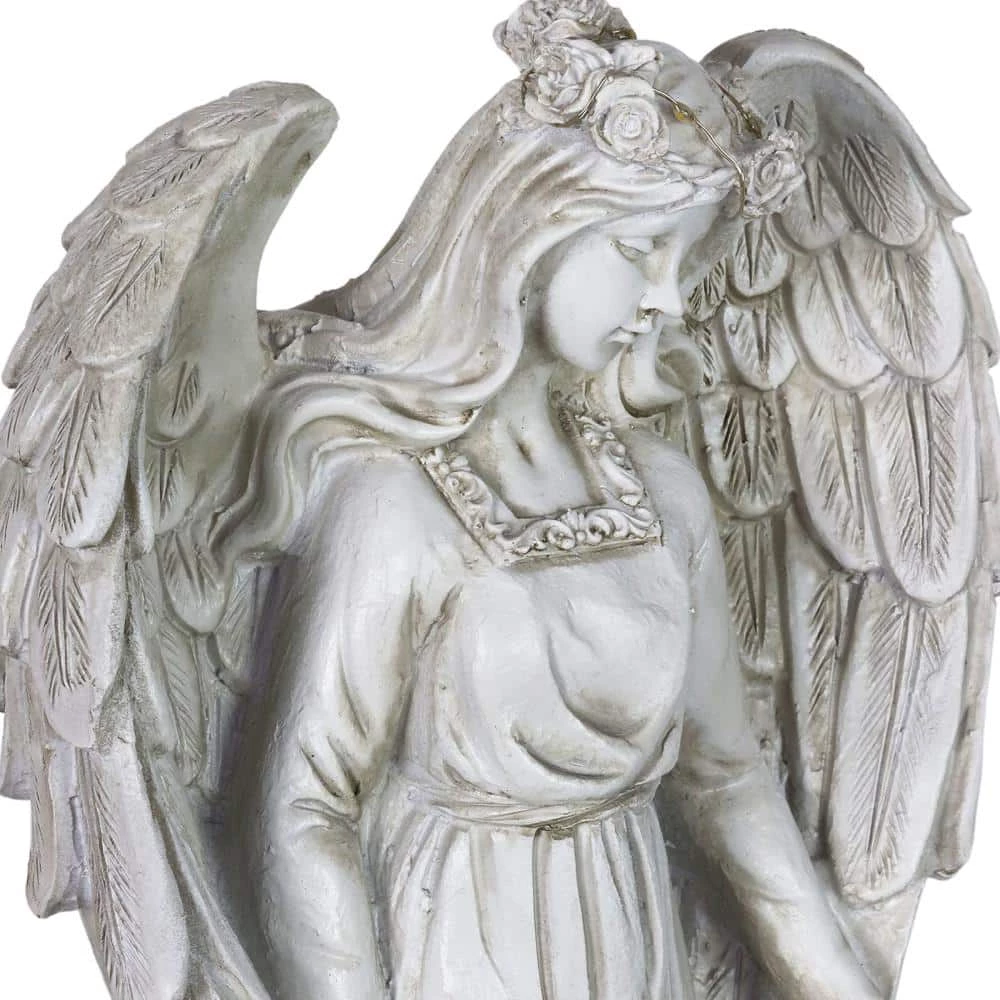 Exhart Solar Halo Angel with Girl Garden Statue 10 Exhart Solar Halo Angel with Girl Garden Statue - Image 8