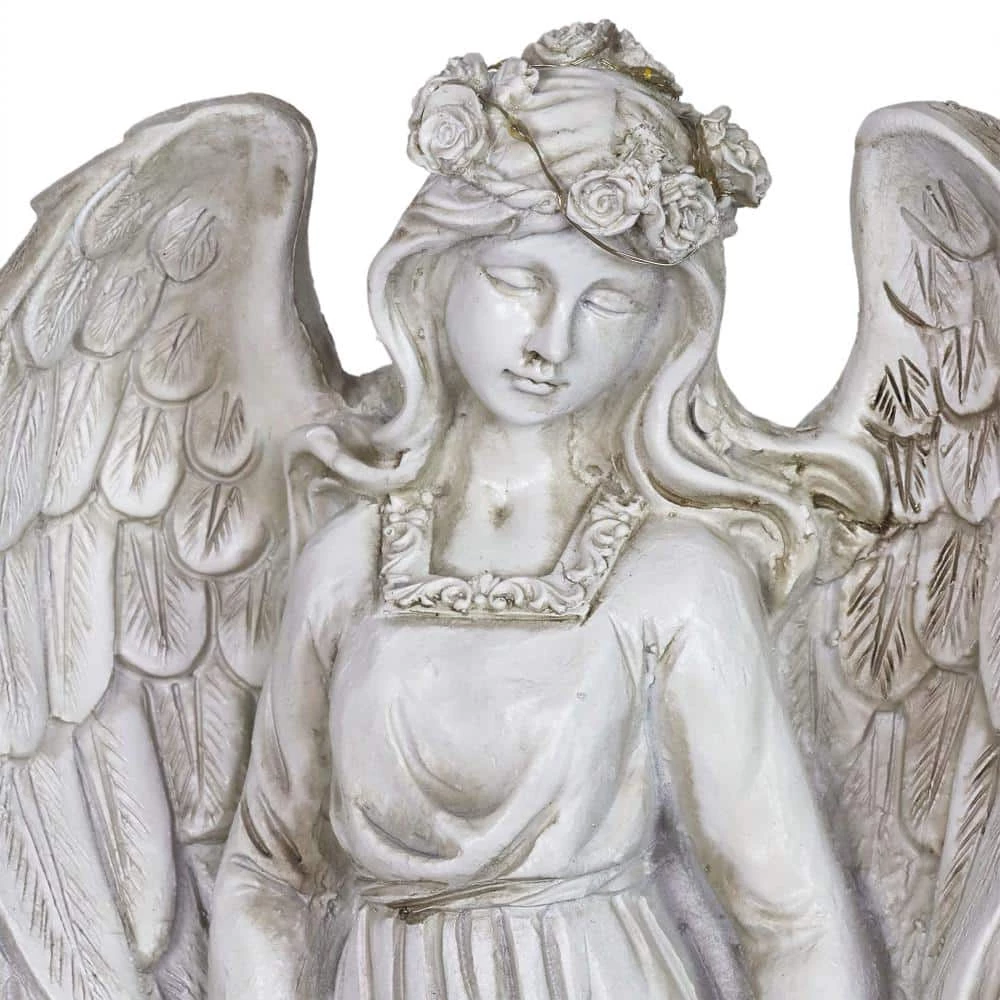 Exhart Solar Halo Angel with Girl Garden Statue 8 Exhart Solar Halo Angel with Girl Garden Statue - Image 6