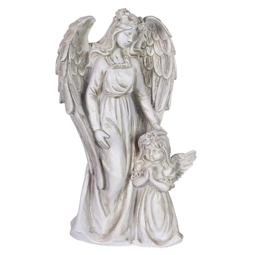 Exhart Solar Halo Angel with Girl Garden Statue 3 Exhart Solar Halo Angel with Girl Garden Statue