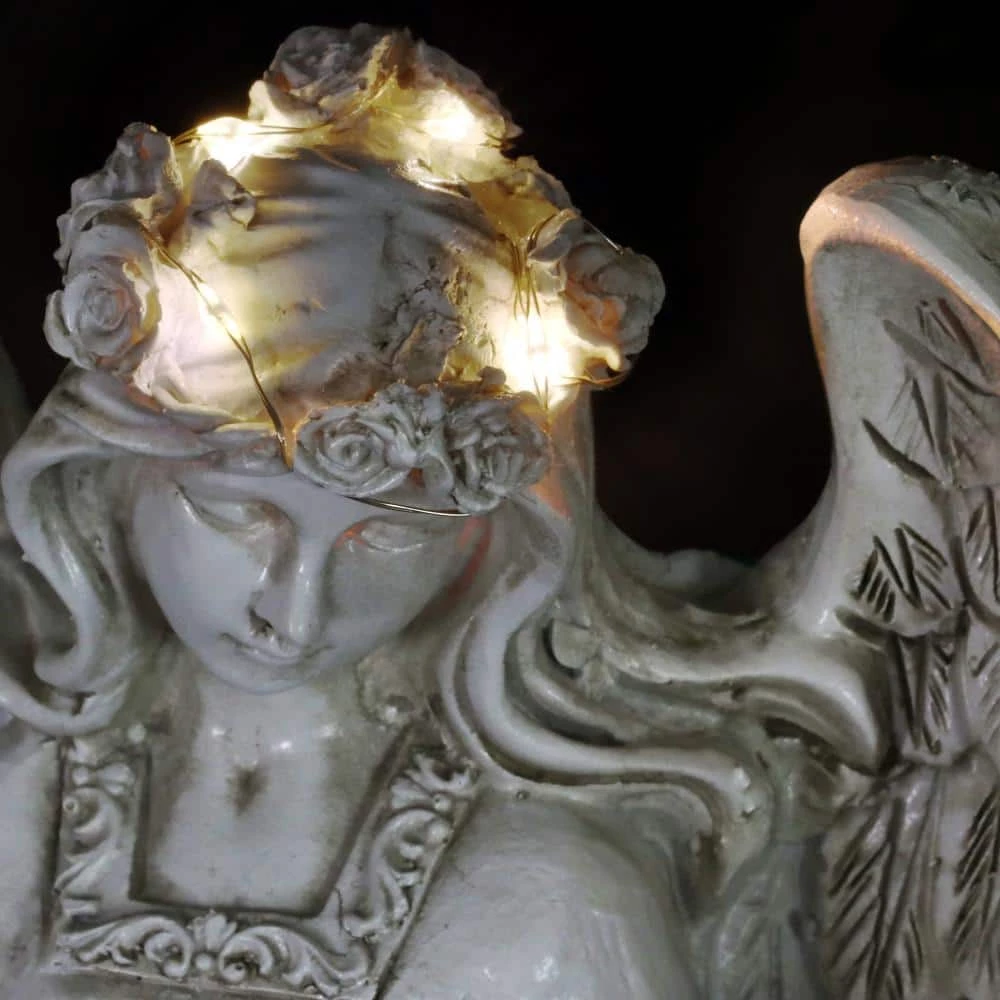 Exhart Solar Halo Angel with Girl Garden Statue 5 Exhart Solar Halo Angel with Girl Garden Statue - Image 3