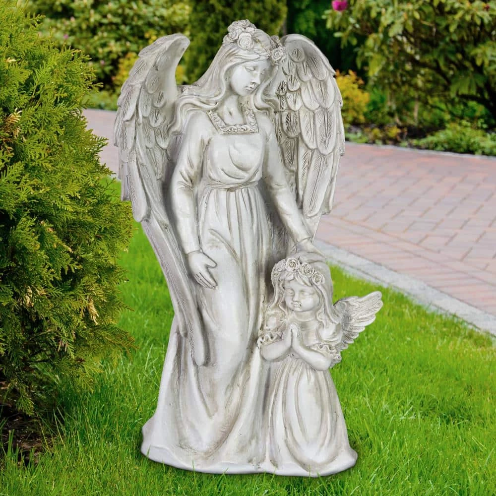Exhart Solar Halo Angel with Girl Garden Statue 7 Exhart Solar Halo Angel with Girl Garden Statue - Image 5
