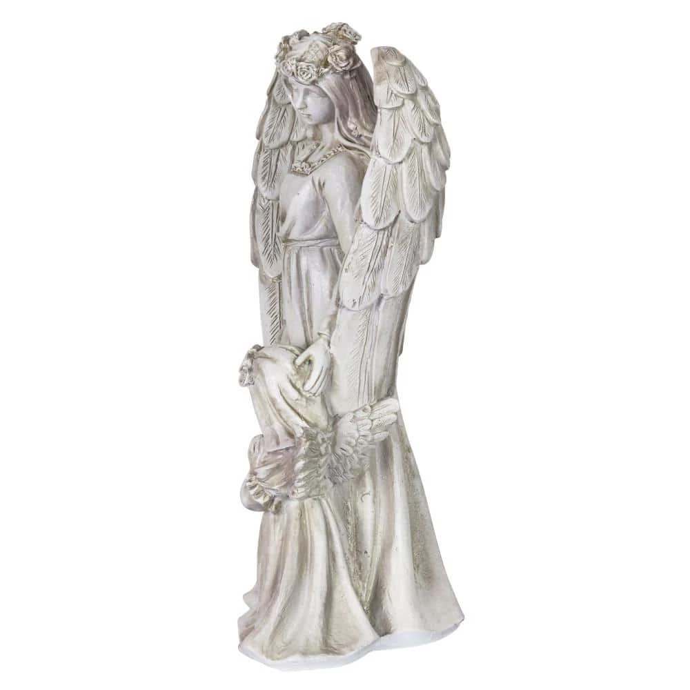Exhart Solar Halo Angel with Girl Garden Statue 4 Exhart Solar Halo Angel with Girl Garden Statue - Image 2