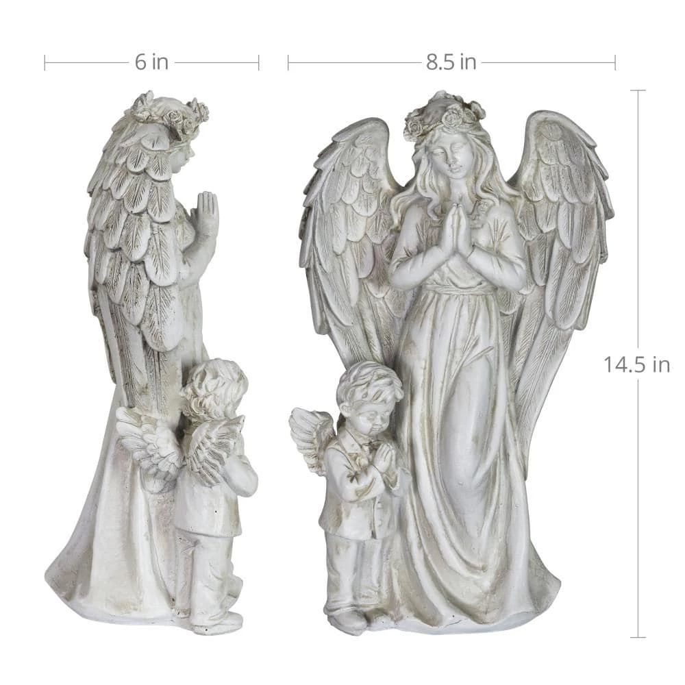 Exhart LED Halo Angel with Boy with Timer Garden Statue 9 Exhart LED Halo Angel with Boy with Timer Garden Statue - Image 7