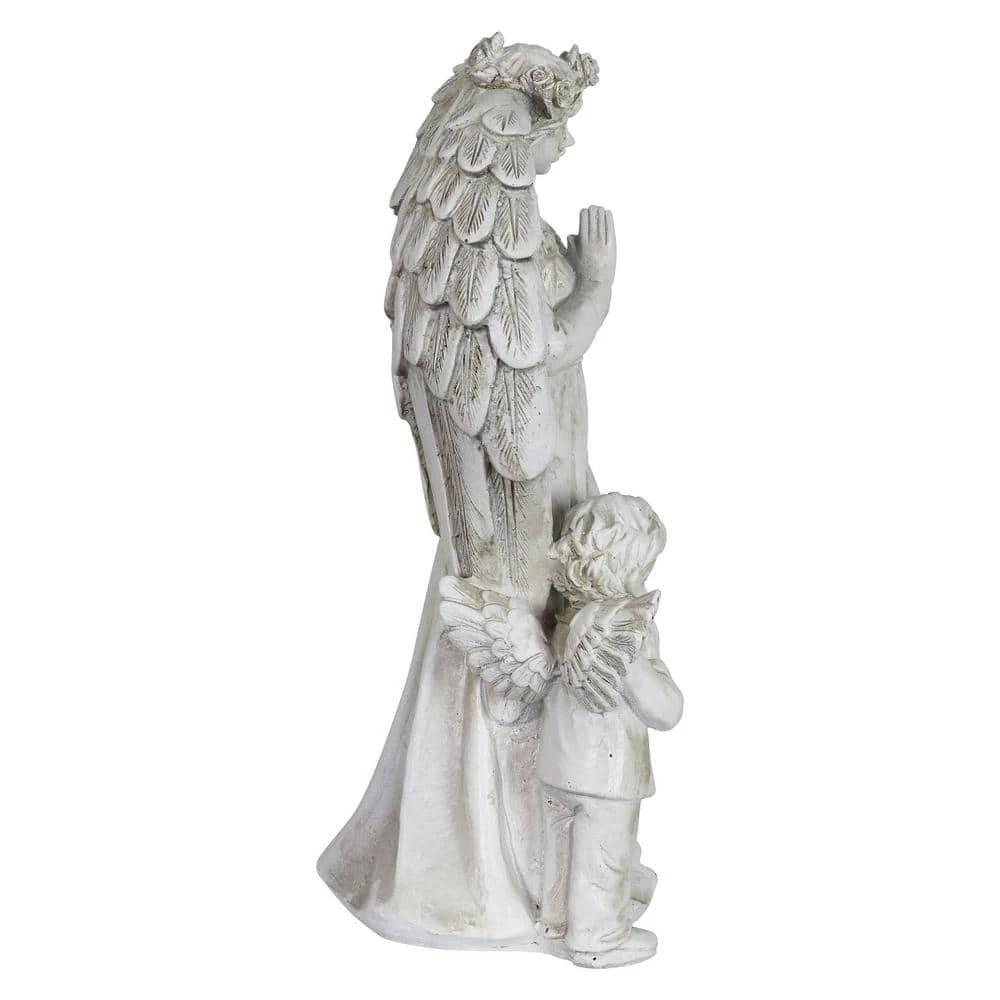 Exhart LED Halo Angel with Boy with Timer Garden Statue 4 Exhart LED Halo Angel with Boy with Timer Garden Statue - Image 2