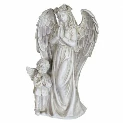 Exhart LED Halo Angel with Boy with Timer Garden Statue