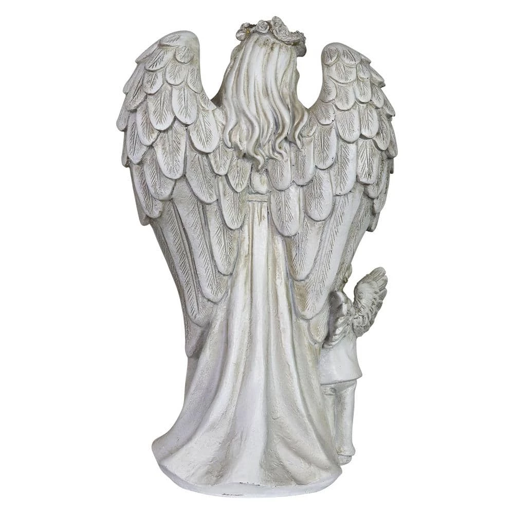 Exhart LED Halo Angel with Boy with Timer Garden Statue 6 Exhart LED Halo Angel with Boy with Timer Garden Statue - Image 4