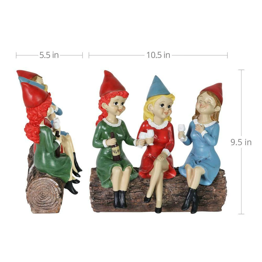 Exhart Solar Good Time Gals Wine Gnome Garden Statue 8 Exhart Solar Good Time Gals Wine Gnome Garden Statue - Image 6