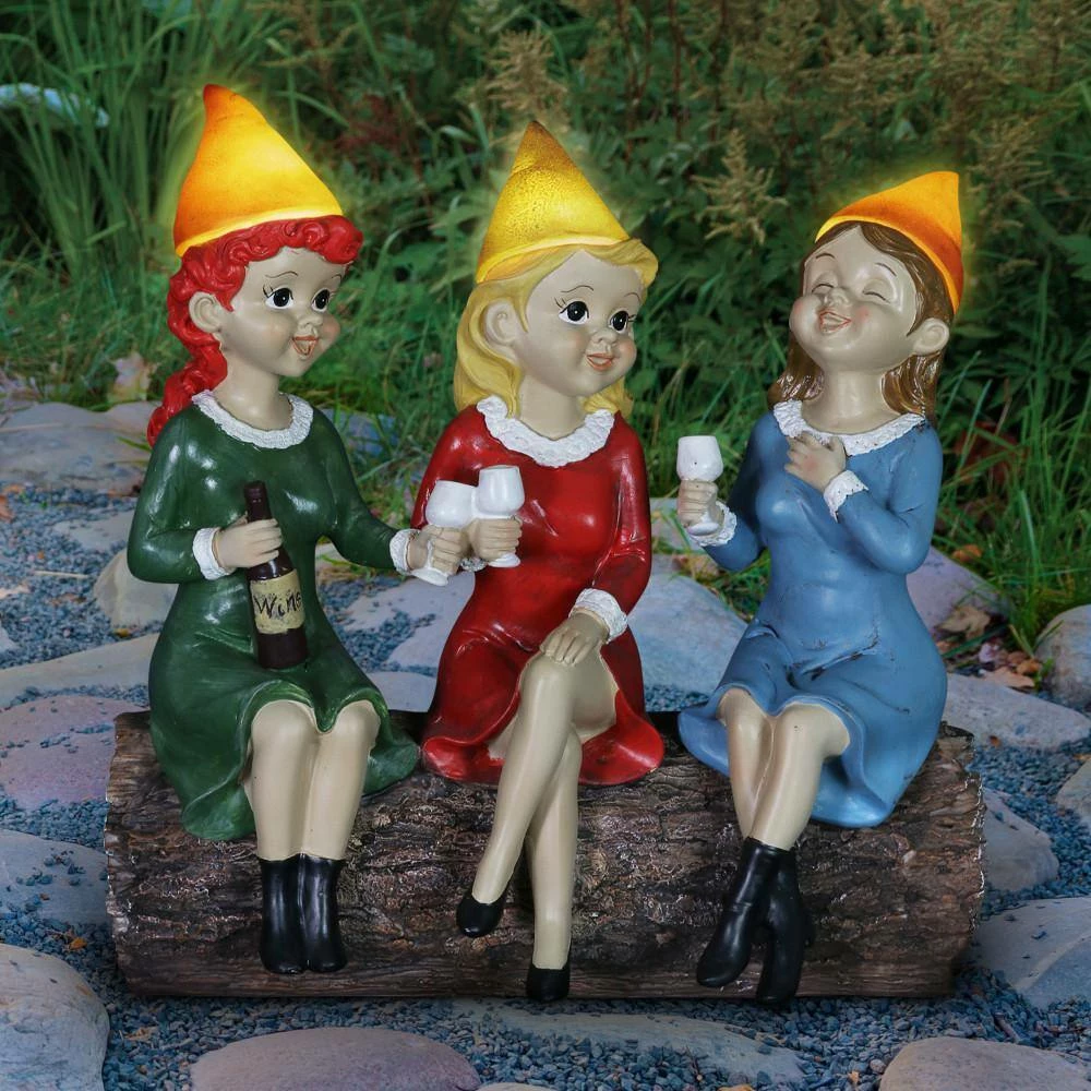 Exhart Solar Good Time Gals Wine Gnome Garden Statue 12 Exhart Solar Good Time Gals Wine Gnome Garden Statue - Image 10