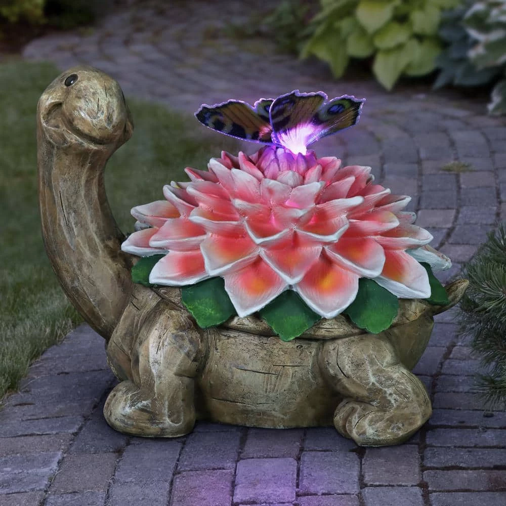 Exhart Solar Turtle with Color Changing Butterfly Garden Statue 13 Exhart Solar Turtle with Color Changing Butterfly Garden Statue - Image 11