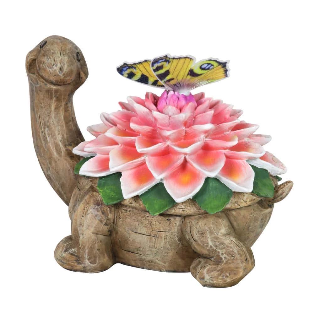 Exhart Solar Turtle with Color Changing Butterfly Garden Statue 10 Exhart Solar Turtle with Color Changing Butterfly Garden Statue - Image 8