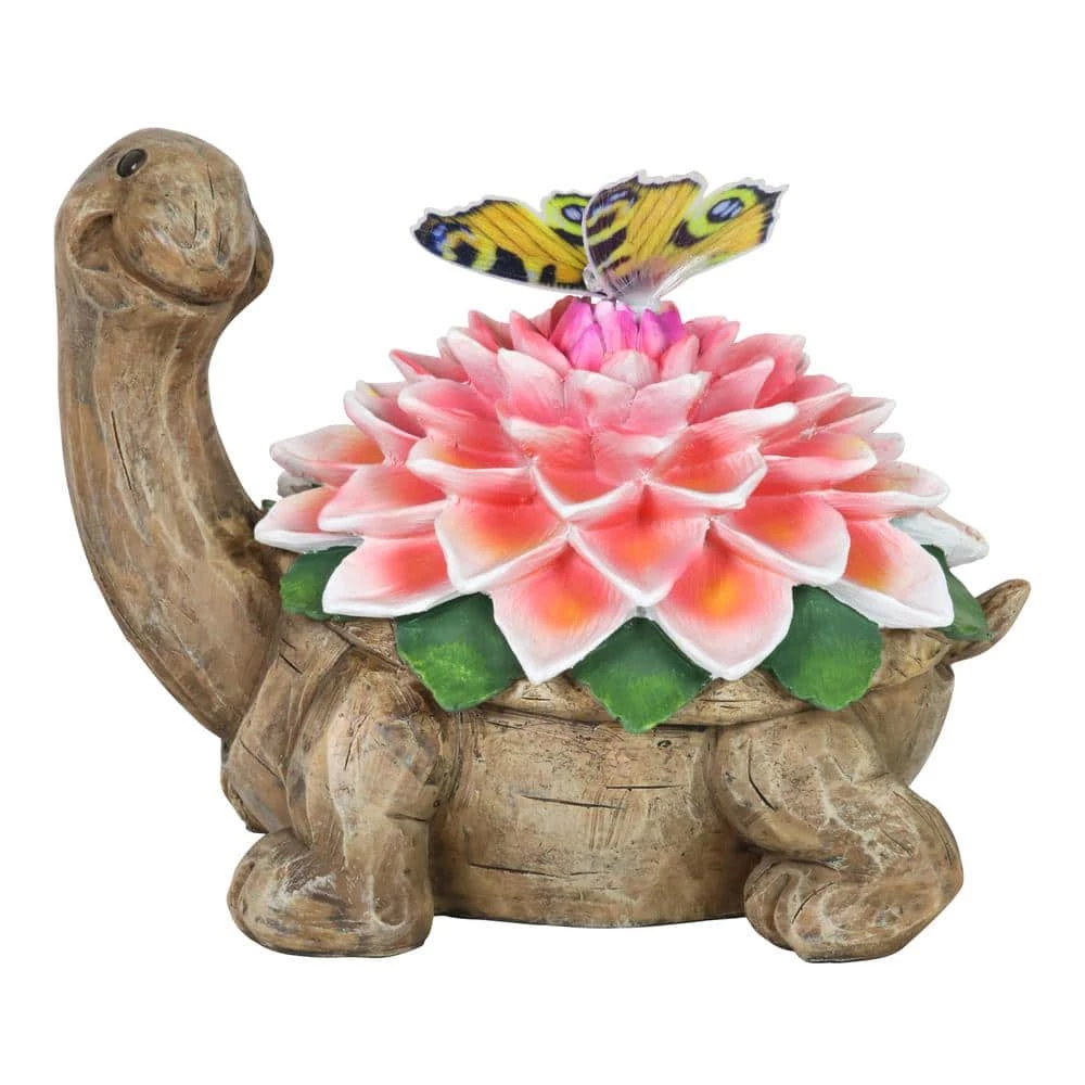 Exhart Solar Turtle with Color Changing Butterfly Garden Statue 3 Exhart Solar Turtle with Color Changing Butterfly Garden Statue