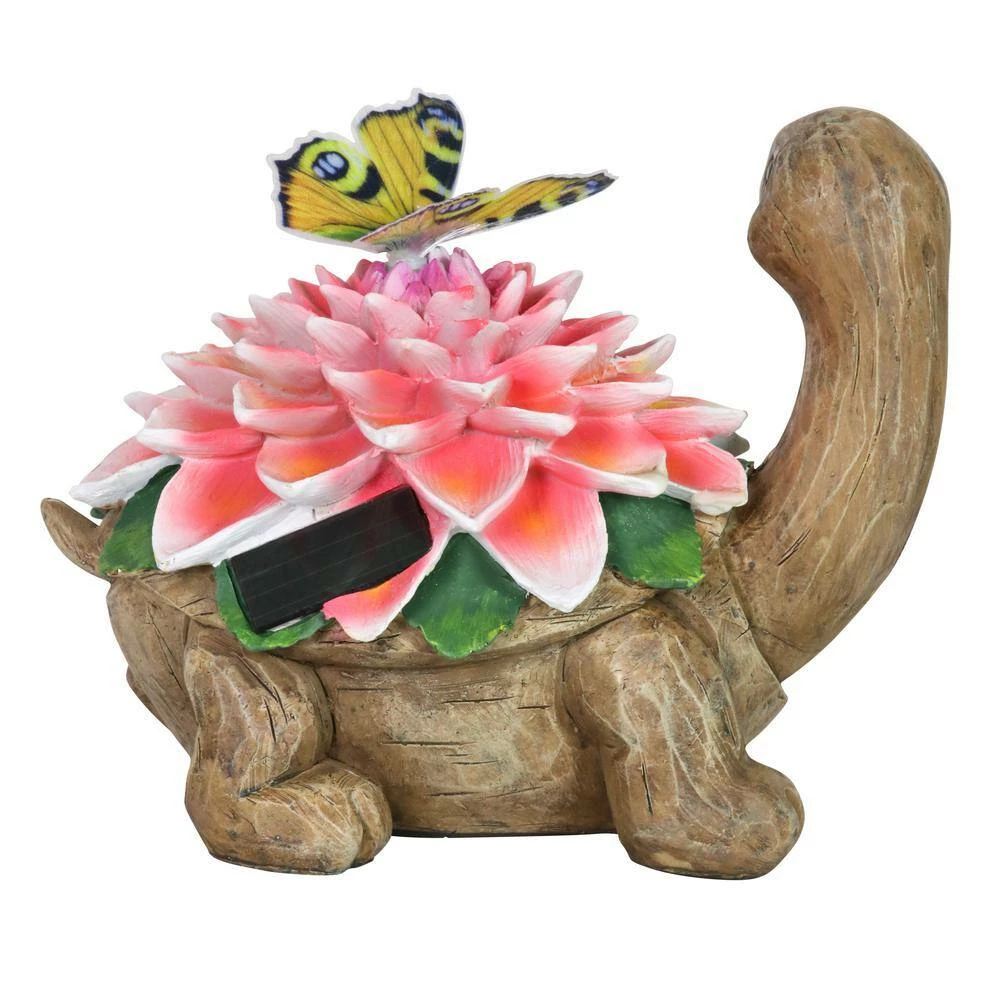 Exhart Solar Turtle with Color Changing Butterfly Garden Statue 6 Exhart Solar Turtle with Color Changing Butterfly Garden Statue - Image 4