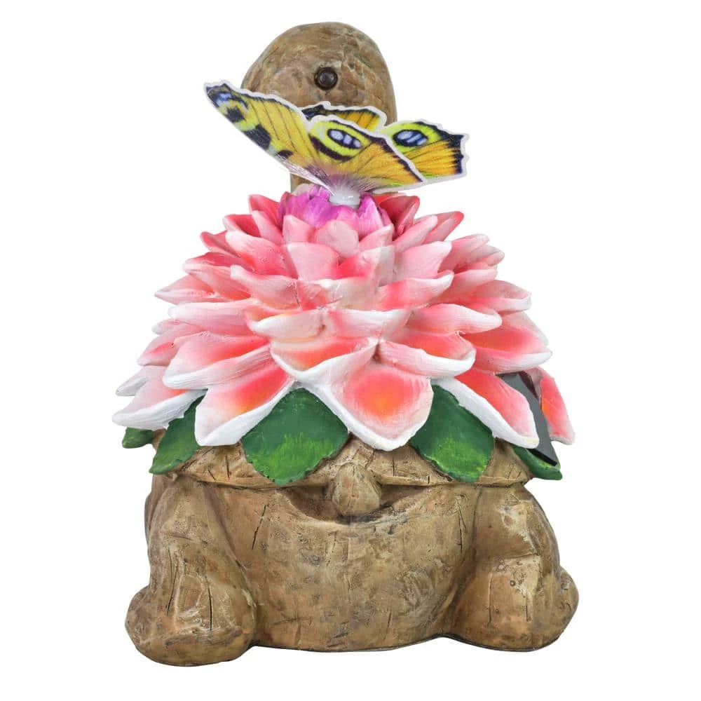 Exhart Solar Turtle with Color Changing Butterfly Garden Statue 4 Exhart Solar Turtle with Color Changing Butterfly Garden Statue - Image 2