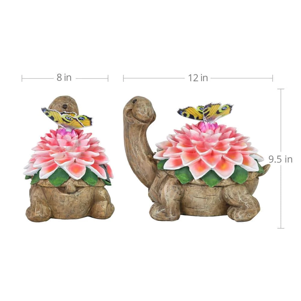 Exhart Solar Turtle with Color Changing Butterfly Garden Statue 11 Exhart Solar Turtle with Color Changing Butterfly Garden Statue - Image 9