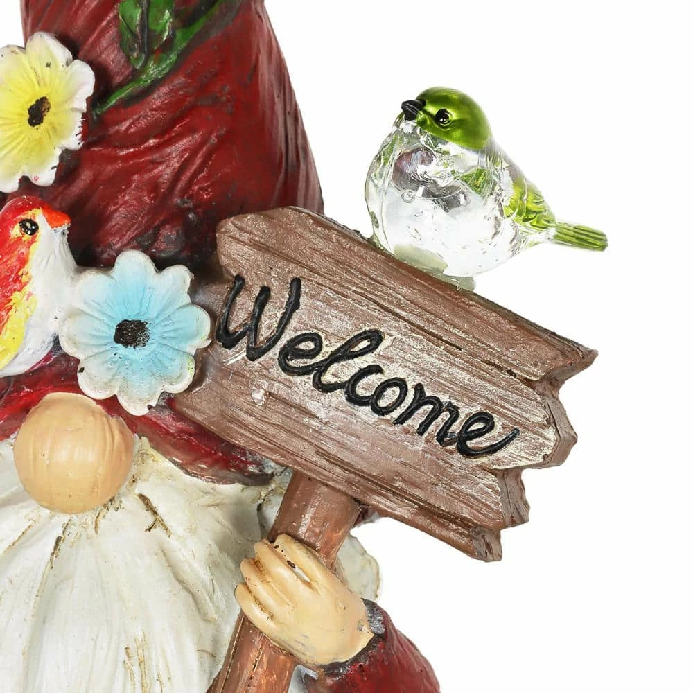 Exhart 12 in. Solar with Welcome Sign Gnomes Garden Statue (2-Pack) 5 Exhart 12 in. Solar with Welcome Sign Gnomes Garden Statue (2-Pack) - Image 3