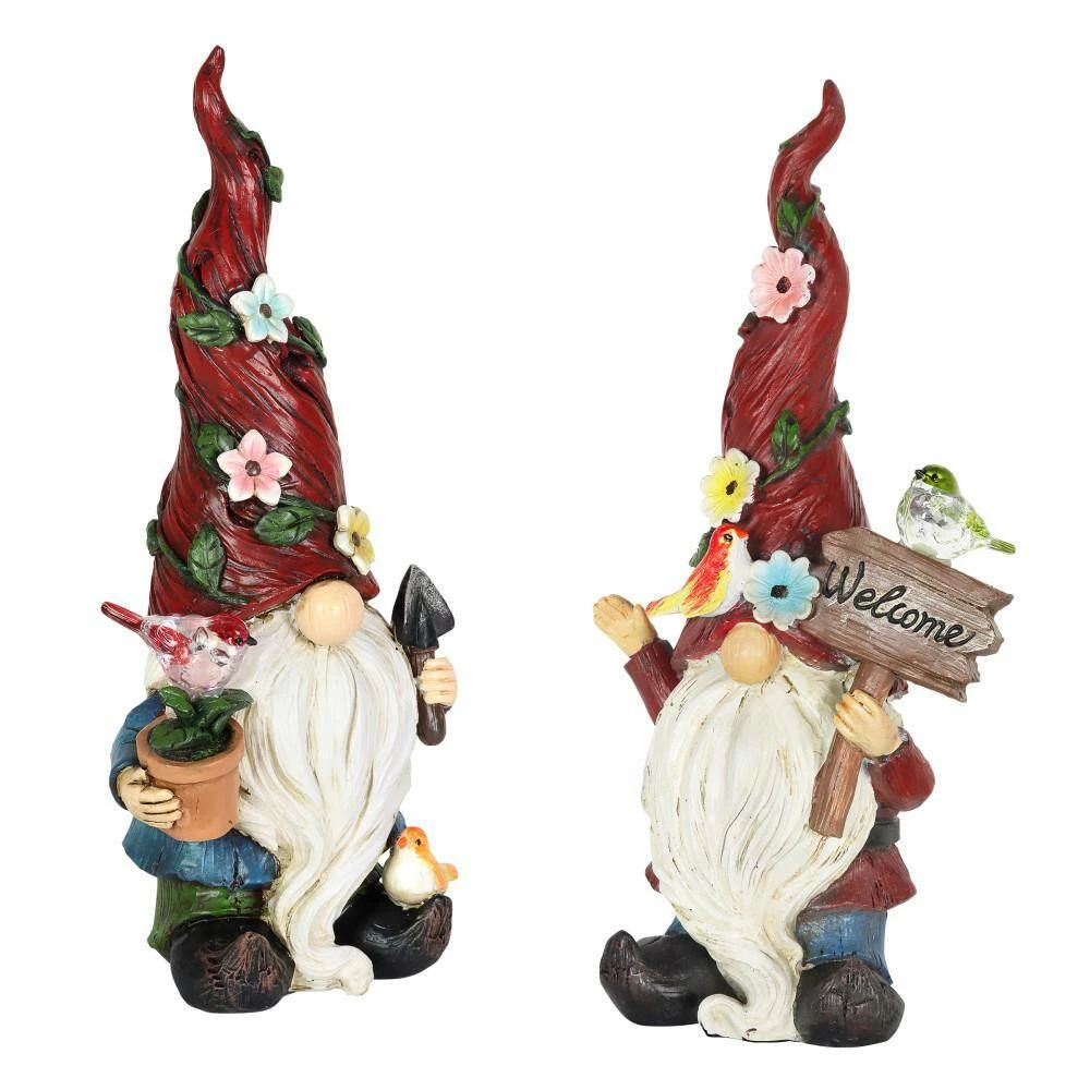 Exhart 12 in. Solar with Welcome Sign Gnomes Garden Statue (2-Pack) 8 Exhart 12 in. Solar with Welcome Sign Gnomes Garden Statue (2-Pack) - Image 6