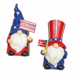 Exhart Patriotic USA 7.5 in. Tall Gnome Garden Statue (2-Pack)