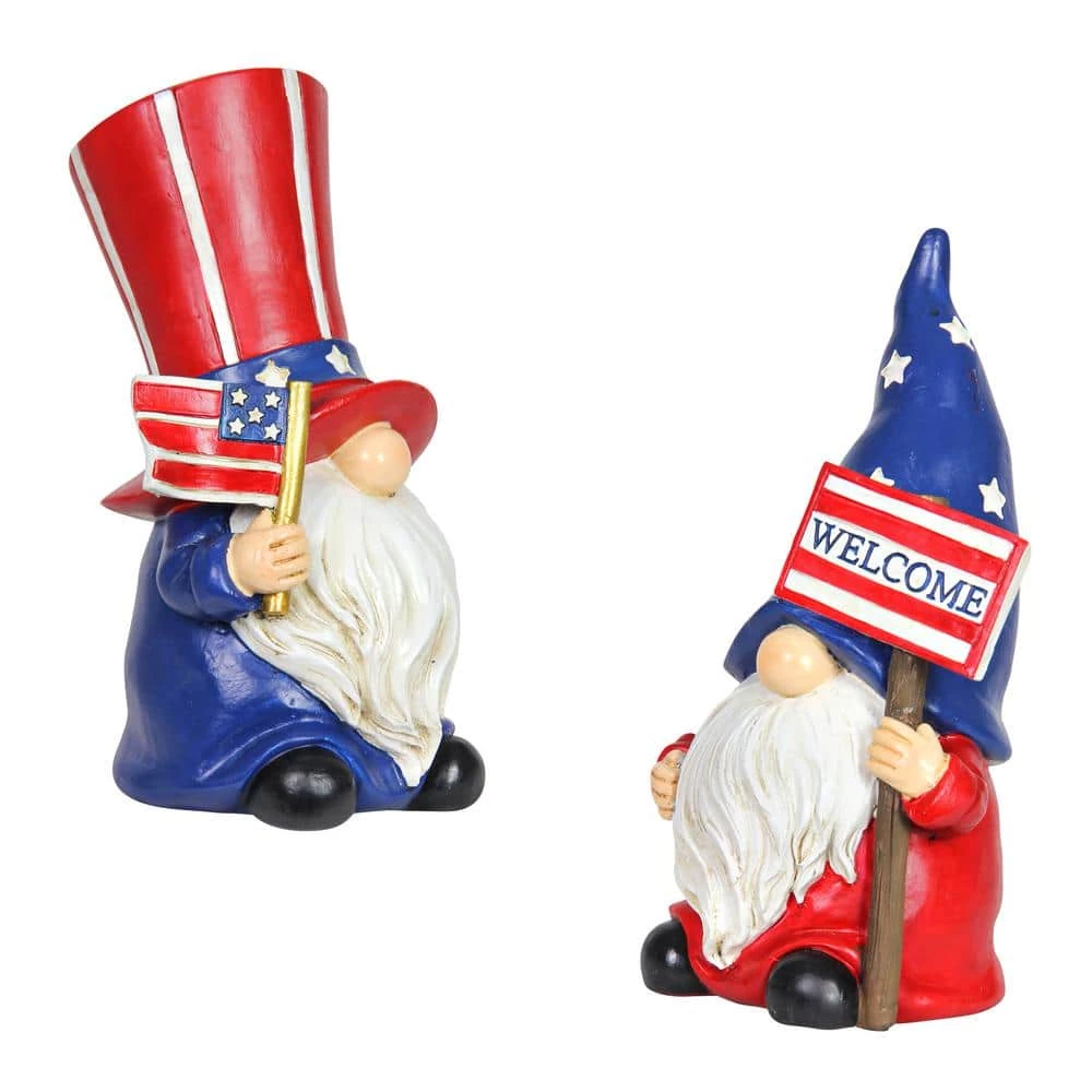 Exhart Patriotic USA 7.5 in. Tall Gnome Garden Statue (2-Pack) 4 Exhart Patriotic USA 7.5 in. Tall Gnome Garden Statue (2-Pack) - Image 2