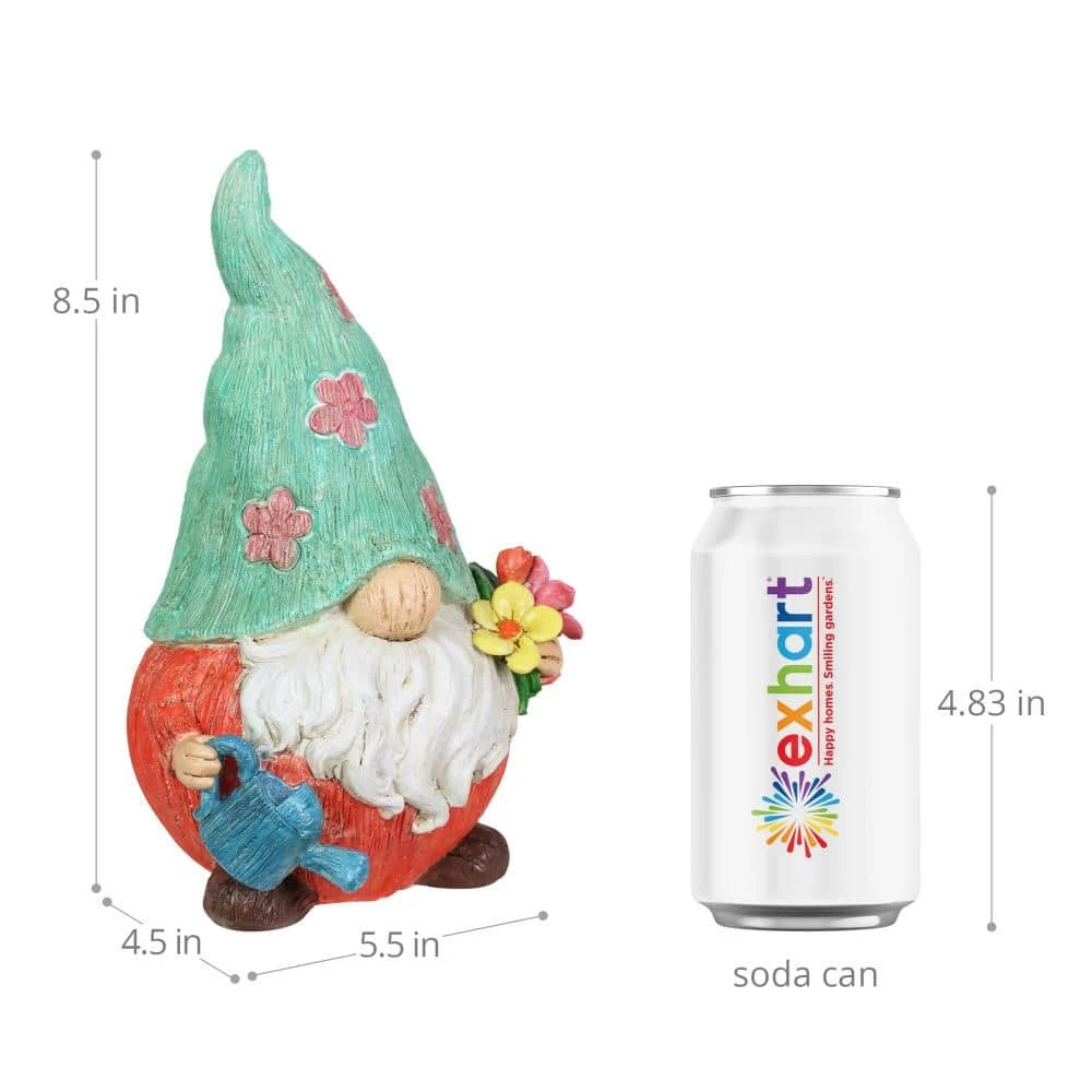 Exhart Pastel Daisy Hat, 5.5 in. x 8.5 in. Gnome Garden Statue 2-Pack 6 Exhart Pastel Daisy Hat, 5.5 in. x 8.5 in. Gnome Garden Statue 2-Pack - Image 4