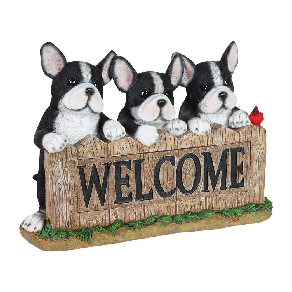 Exhart 8.5 in. Tall Solar Boston Terrier Welcome Sign Garden Statue 9 Exhart 8.5 in. Tall Solar Boston Terrier Welcome Sign Garden Statue - Image 7