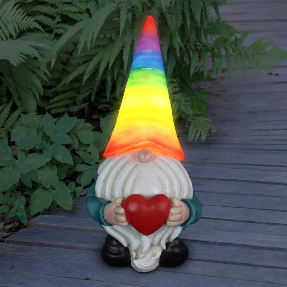 Exhart 5.71 in. x 12.2 in. Gnome Garden Statue, Solar Rainbow Hat 11 Exhart 5.71 in. x 12.2 in. Gnome Garden Statue, Solar Rainbow Hat - Image 9