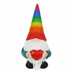 Exhart 5.71 in. x 12.2 in. Gnome Garden Statue, Solar Rainbow Hat